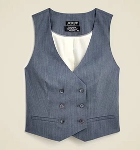 J Crew Double Breasted Vest Gray In Italian Wool Blend Women’s Size 8 NWT $198 - Picture 1 of 9