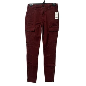 Pantalones de mezclilla ajustados de tiro medio Houlihan recortados marca J nuevos con etiquetas talla 24 rojo granate - Imagen 1 de 8