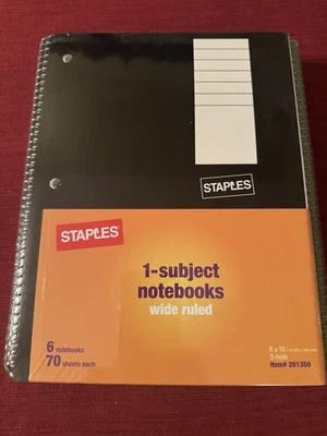 Staples 1-Subject Notebooks 8" x 10.5" College Ruled 70 Sheets. Brand New. - Image 1 of 2