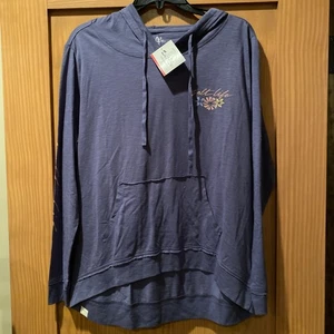 Salt Life Women’s Light Weight Steel Blue Flowers Oversize Hoodie NWT Size S - Picture 1 of 6