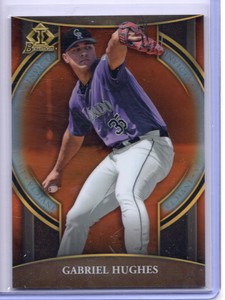 Gabriel Hughes 2023 Bowman Chrome Invicta Orange Refractor # /25 Rockies