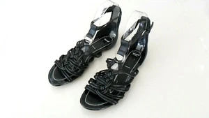 SIREN GLADIATOR SANDALS LADIES SHOES SIZE 5 FLIP FLOPS ANKLE STRAP BLACK - Picture 1 of 11