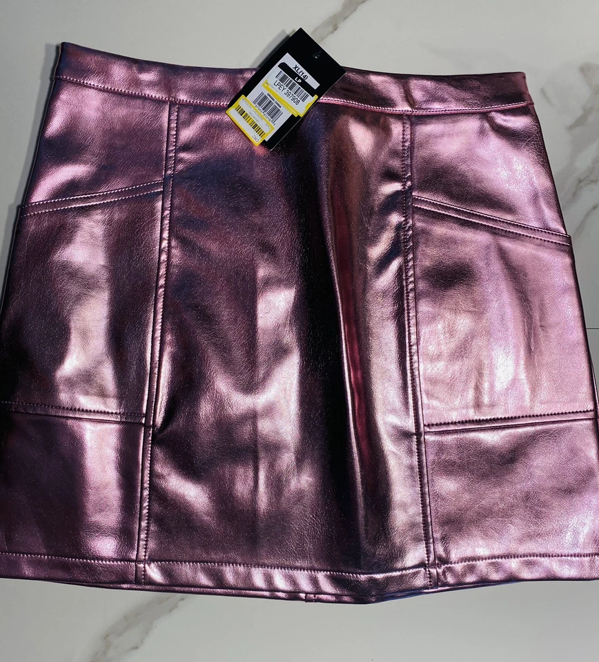 Saia rosa metálica feminina tamanho 10/12 L, nova com etiquetas - Imagem 1 de 2