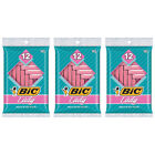 Pack of (3) New BIC Lady Shaver Women's Disposable Razor, 12 Count