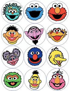 12 Sesame Street, edible paper, cupcake cookie toppers CHOOSE SIZE pre cut - Picture 1 of 5