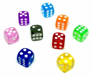10pcs 12mm Six Sided D6 RPG Clear Transparent Round Corner Dice Party Tool - Picture 1 of 2