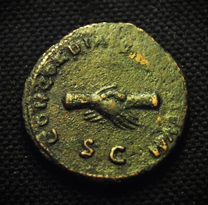 Æ Copper As Emperor Nerva Rv CONCORDIA EXERCITVVM 10.42 grams 27-28mm Rome AD 97 - Picture 1 of 3