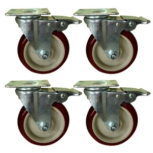 4x Heavy Duty 5 inch Swivel Bearing Caster Wheel with Brake Polyurethane 1320lb - Picture 1 of 8