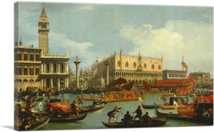 ARTCANVAS Return to the Pier by the Palazzo Ducale Canvas Art Print Canaletto - Picture 1 of 15