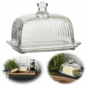 Vintage Glas Butterdose 17x20cm Deckel Butterglocke Butterschale Butterbehälter - Bild 1 von 5