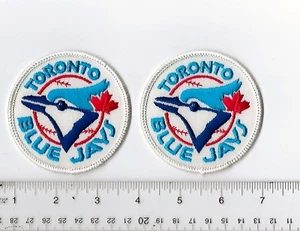 Lot of 2 Vintage 1980s Toronto Blue Jays 3" Round Patch Old Logo Iron or Sew On - Picture 1 of 1