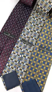 Lotto 3 cravatte Ermenegildo Zegna geometriche 100% seta Made in Italy - Foto 1 di 6