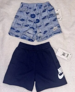 2 New Nike Boys’ Shorts Sportswear Club Fleece Terry Shorts Size 3T Toddler Blue - Picture 1 of 6