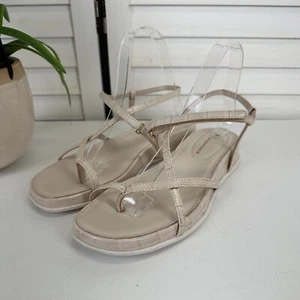 Anthropologie Marina sandali donna con cinturino in pelle goffrata croc marrone taglia 8 - Foto 1 di 9
