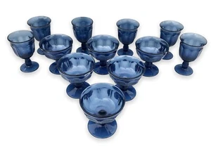 SET 12 Noritake Provincial Colonial Dark Blue Goblets; (6) 4.5" Wine (6) Sherbet - Picture 1 of 8