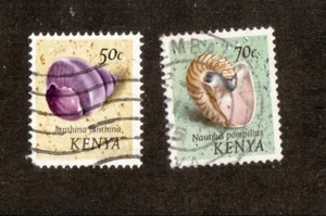 Kenia--#51-52 Usado--1974 Sea Shells - Imagen 1 de 1