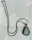 Light+Gray+Sea+Glass+Pendant+Neck-14+inches+long+.+Sterling+925+Silver+NEW%21