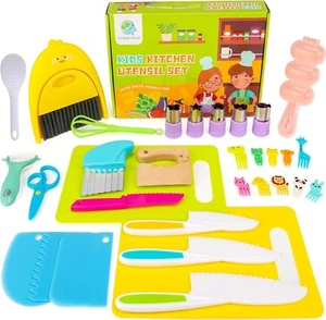 22-Piece Kids Cooking Set Montessori Kitchen Tools with Safe Knives - Picture 1 of 7