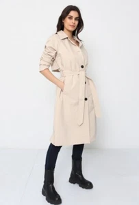 Women’s Beige Relaxed Fit Long Length Classic Single Breasted Trench Coat /MAC - Picture 1 of 9