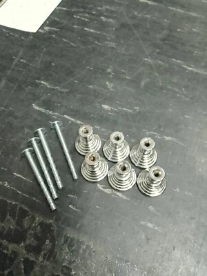 Pomoli per Mobili In Ottone  Lucido Argento 6 Pezzi Con Viti Diametro 1,9 Foro M - Immagine 1 di 3