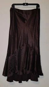 NWT LAUREN Ralph Lauren Silk Anglesey High Low Skirt Chocolate brown sz 8 - Picture 1 of 4