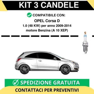 KIT 3 CANDELE per OPEL Corsa D 1.0 48 kw anno 2009-2014 - Foto 1 di 2
