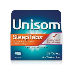 Unisom Sleep Tabs Nighttime Sleep-Aid 25 mg Doxylamine Succinate 32 Tablets - Picture 1 of 9