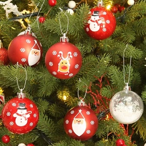 Luxury Christmas Tree Baubles Red White Glitter Ornaments 6cm 23 Pieces - Picture 1 of 3