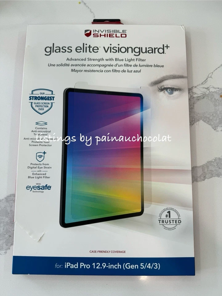 ZAGG InvisibleShield Glass Elite VisionGuard Apple iPad Case Screen Protector
