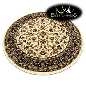 TAPPETI TRADIZIONALI classici spessi e morbidi ROYAL ornamento cerchio beige ORIGINALI - Foto 1 di 6