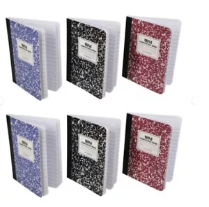 6 Pack - Mini Composition Books NotePads, 4.5X3.25 in, With Bag, Asst Colors - Picture 1 of 13
