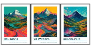 3er Pack, National 3 Gipfel Bild Wandbild Poster Druck Berge Landschaften - Bild 1 von 4