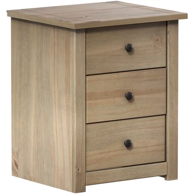 3 Drawer Bedside Cabinet Chest Table Solid Pine Wood Waxed Bedroom Furniture - Image 1 of 4