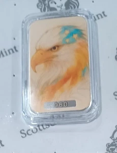 Pastel Bald Eagle 1 oz Silver Art Bar Colorized Serialized Scottsdale Bar No. 60 - Picture 1 of 6