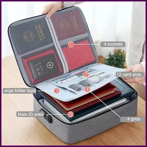 3-Layer Document Organizer Briefcase Folder Holder Men's Women's Bag Cover Purse - Picture 1 of 27