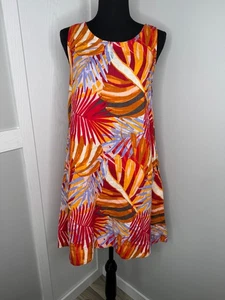 C&C California Linen Tropical Print Shift Dress | Size S Sleeveless Pockets NWT - Picture 1 of 8