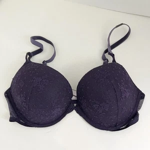 Victoria Secret Bra 38C Push Up Purple Lace & Dots Underwire NWT - Picture 1 of 4