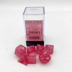 Chessex CHX 27524 Ghostly Glow Pink/Silver (Polyhedral 7-Die Set) RPG Spiel Würfel - Bild 1 von 3