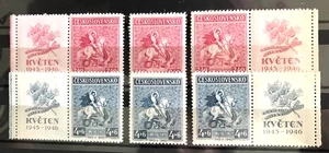 Tschechoslowakei 1946, Mi. Nr. 490 - 491 + 2 x Zf, postfrisch - Bild 1 von 1