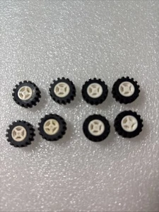Lot 8 Lego White Wheels Offset Tread Small Tires 4624 3641 - Picture 1 of 4