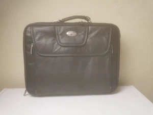 Vintage Antler Soft Leather Briefcase Laptop Bag Black Partitions - Photo 1/13
