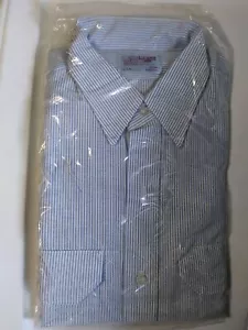 Camicia uniforme Red Kap Image Plus Large L - LN a righe blu bianco USA vintage nuova - Foto 1 di 4