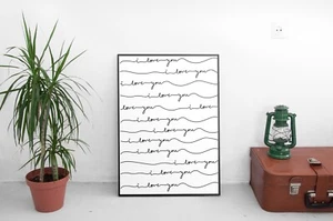 I Love You Repetitive ILY Script Cute Wall Décor Sign Poster Print Free Postage - Picture 1 of 2