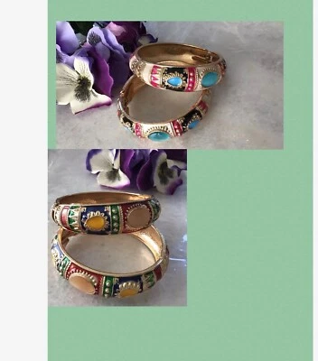 Joyería de moda en relieve Pulseras Meenakari 4 brazaletes abiertos Karey Foto 1 de 4