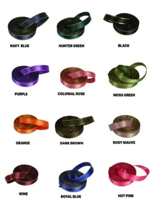 5 ярдов свернутая атласная лента 3/8 дюйма с двойным лицом металлический ЗОЛОТОЙ край выберите цвет - Изображение 1 из 3