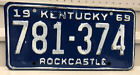 1969 Kentucky License Plate 781-374 Rockcastle