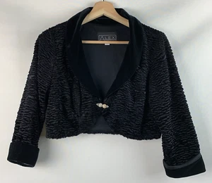 Alex Evenings Jacke schwarz Kunst Perser Lamm Samt Kragen/Manschette gefüttert Gr. S - Bild 1 von 10