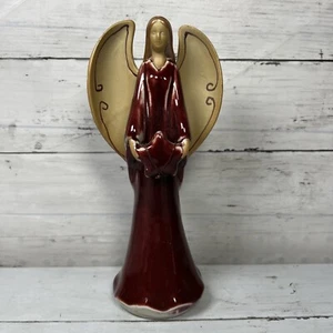 Vintage Angel Figurine Red Heart Believe Heavenly Figure 9" - Picture 1 of 9