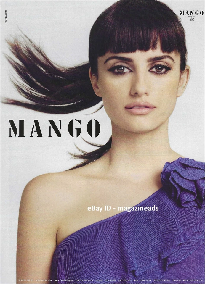 MANGO 1-Página IMPRESIÓN ANUNCIO Verano 2009 PENÉLOPE CRUZ Hermosa Mujer en Vestido Morado Foto 1 de 1