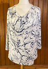 PHASE EIGHT Ladies White With Black Swirls Stretchy Tunic Top Cowl Neck Size 16
